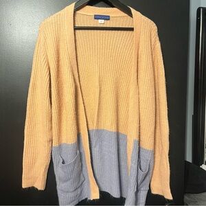 Simply Styled Peach and Gray Women Warm Fluffy Cardigan